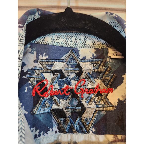 Robert Graham Men's Blue Gray‎ Camouflage Classic Fit Button Down Shirt Size XL - Picture 3 of 7